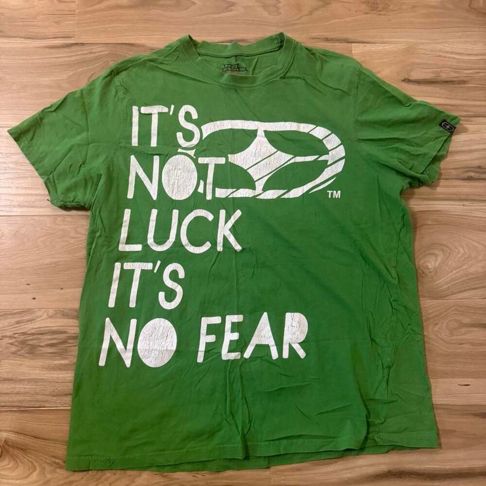 Y2K Style No Fear streetwear "It's Not Luck, It's No Fear" tee Size XL